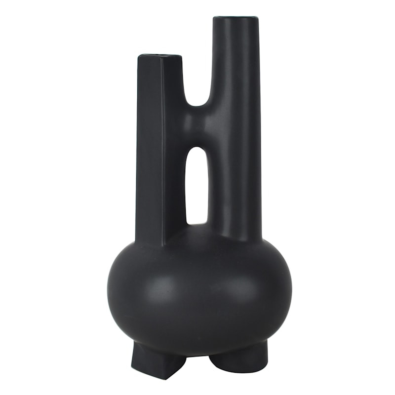 Crosby St. Black Double Barrel Vase, 14.7" | At Home