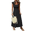 ANRABESS Womens Summer Sleeveless Maxi Dress Square Neck Smocked Boho Casual Ruffle Strap Flowy A... | Amazon (US)