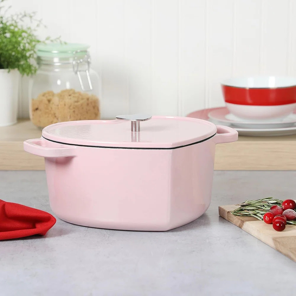 Martha Stewart Heart Shape 2 QT Enamel Cast Iron Dutch Oven - Pink | Wayfair North America