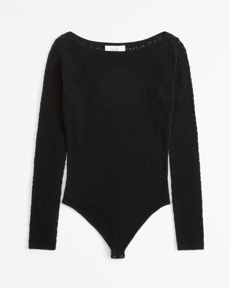 Abercrombie & Fitch Women's Merino Wool-Blend Slash Bodysuit in Black - Size XXS | Abercrombie & Fitch (US)