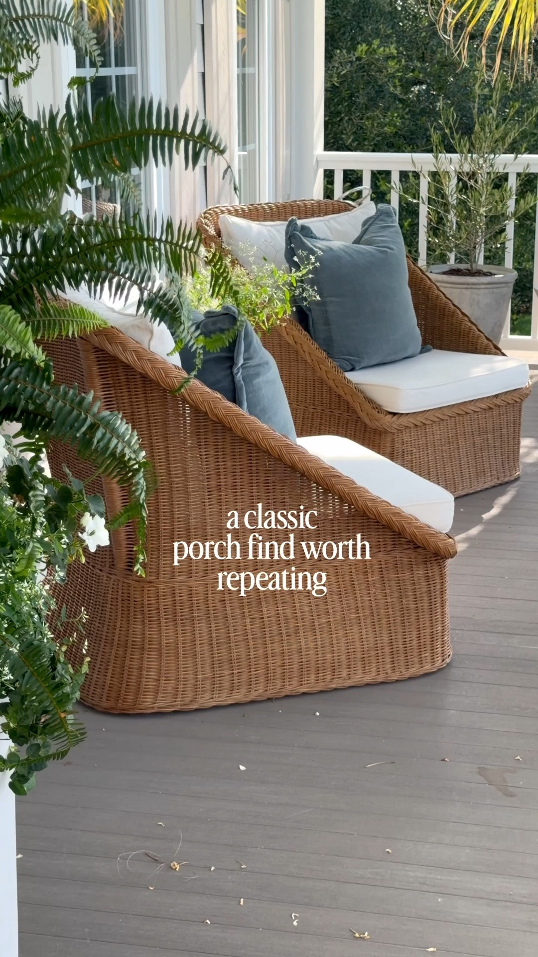 These have been one of my favorite porch finds. I love the braided wicker detail and the warmth they add to the space. Full disclosure—they're on a covered porch, and I sprayed the cushions with fabric protector when they arrived. We still get plenty of sideways rain and blowing dirt out here, but they've been on our porch for over a year and have held up beautifully (despite me never cleaning the cushions).

#LTKHome #LTKdayinmylife