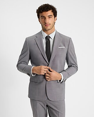 Classic Solid Gray Wool-blend Modern Tech Suit Jacket | Express
