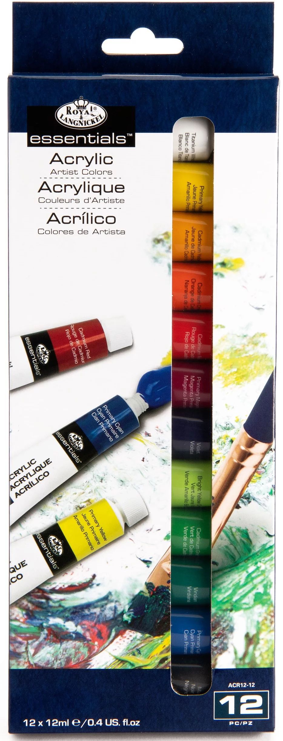 Royal & Langnickel - Essentials 12ml Acrylic Paint Set, 12 Colors - Walmart.com | Walmart (US)