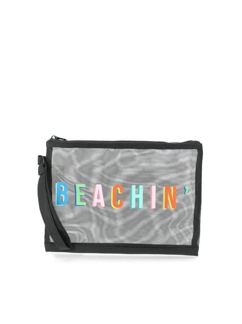 No Boundaries Beach Flat Pouch, Black Beachin', Women's | Walmart (US)