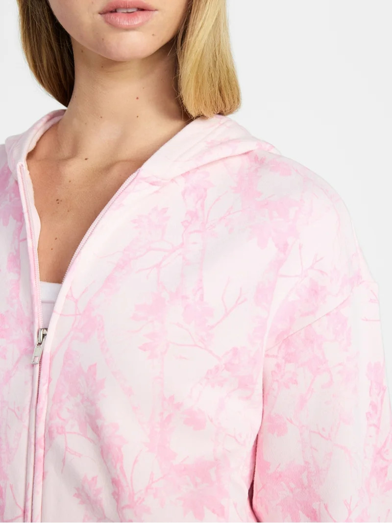 No Boundaries Boxy Zip-Up Hoodie, Women's XXS-XXL | Walmart (US)