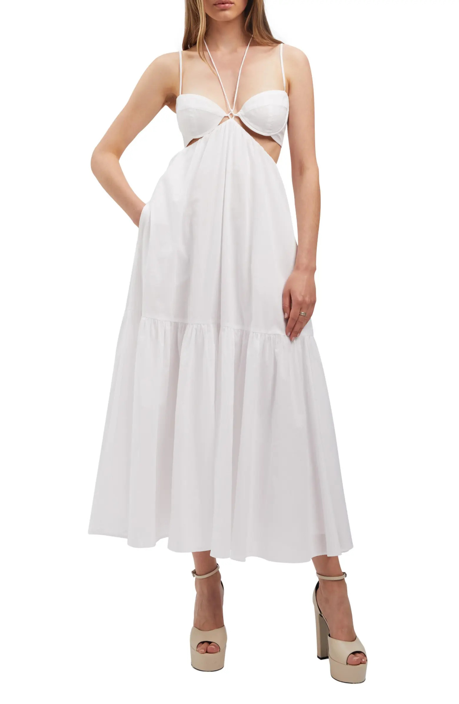 Willow Halter Neck Cotton Poplin Midi Dress | Nordstrom