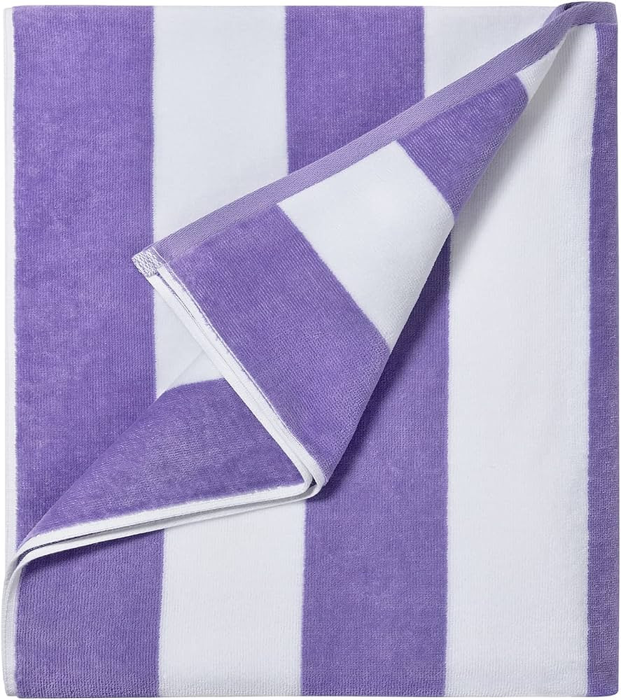 LULUHOME Plush Oversized Beach Towel - Large Cotton Thick 36 x 70 Inch Purple Striped Pool Towels... | Amazon (US)