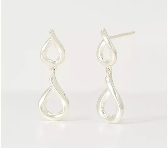 Christian James by Scott Grimes Sterling 1-1/8" Ripple Droplet Earrings - QVC.com | QVC