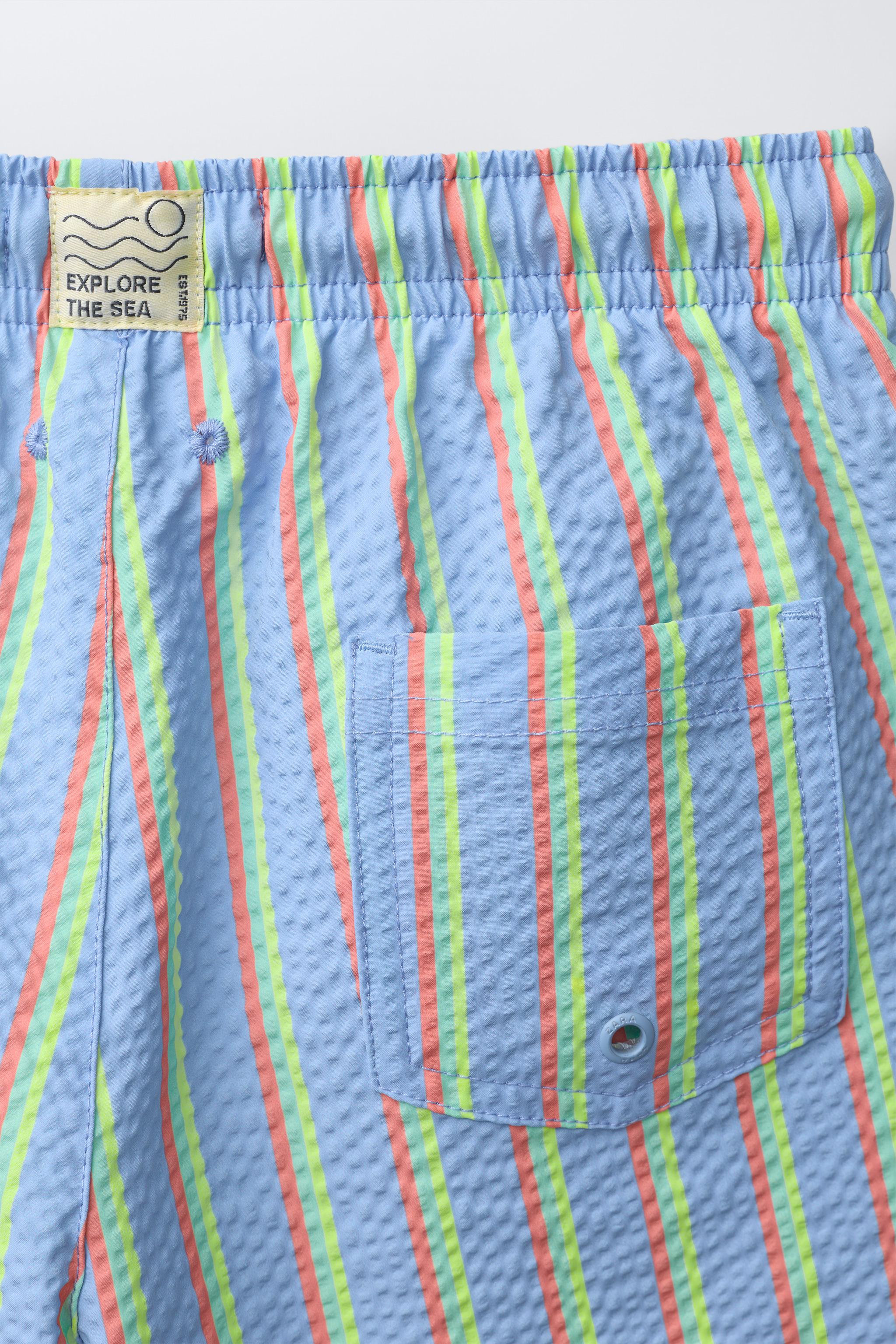2-6 YEARS/ STRIPED SEERSUCKER SWIM SHORTS | Zara US