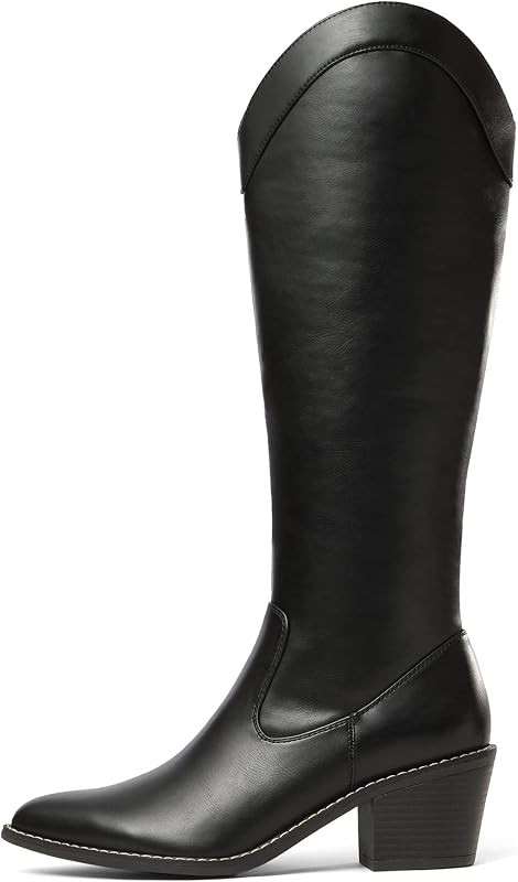 DREAM PAIRS Womens Cowboy Boots, Western Cowgirl Pull On Zipper Chunky Heel Pointed Toe Knee High Bo | Amazon (US)