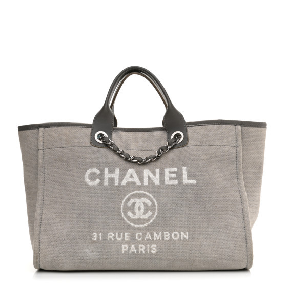 CHANEL Canvas Large Deauville Tote Grey | FASHIONPHILE (US)