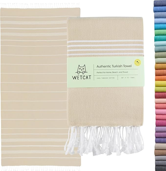 WETCAT Turkish Beach Towel Oversized (38"x71") 100% Turkish Cotton, Made in Turkey - Sand Free, E... | Amazon (US)