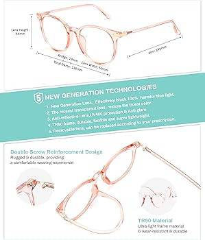 Gaoye Blue Light Blocking Glasses, Retro Round Eyewear Frame Anti Eyestrain Computer Glasses for ... | Amazon (US)