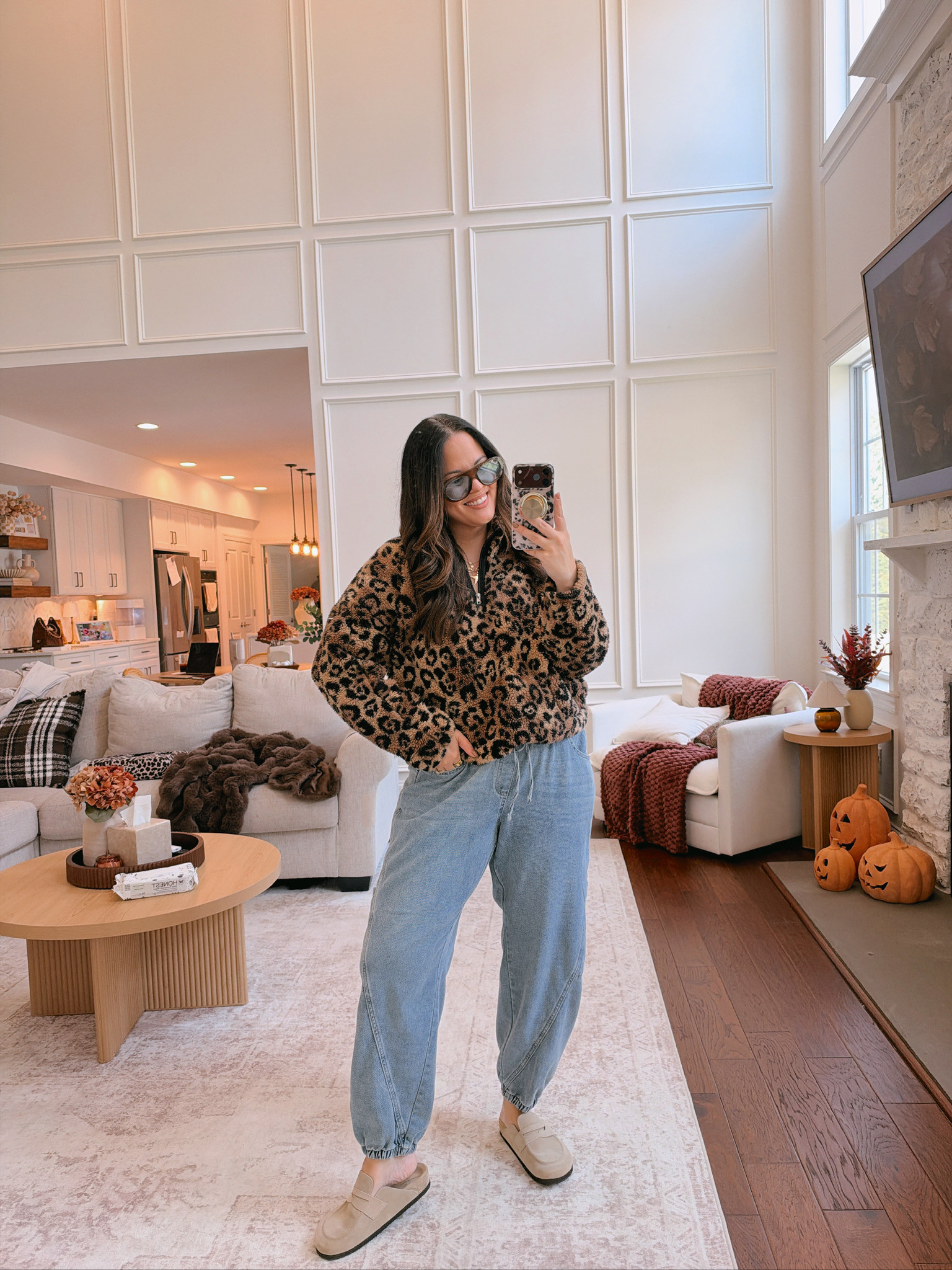 wearing a large in the top, XL in the pants 

 #LTKSeasonal #LTKMidsize