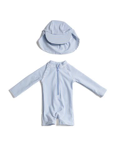Infant Boys One-Piece Paddle Suit With Hat | TJ Maxx