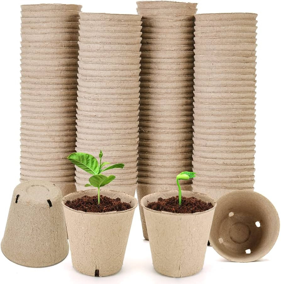 Peat Pots, 126 Packs 3.15 Inch Seed Starting Pots with Drainage Holes Round Nursery Pot, Biodegra... | Amazon (US)