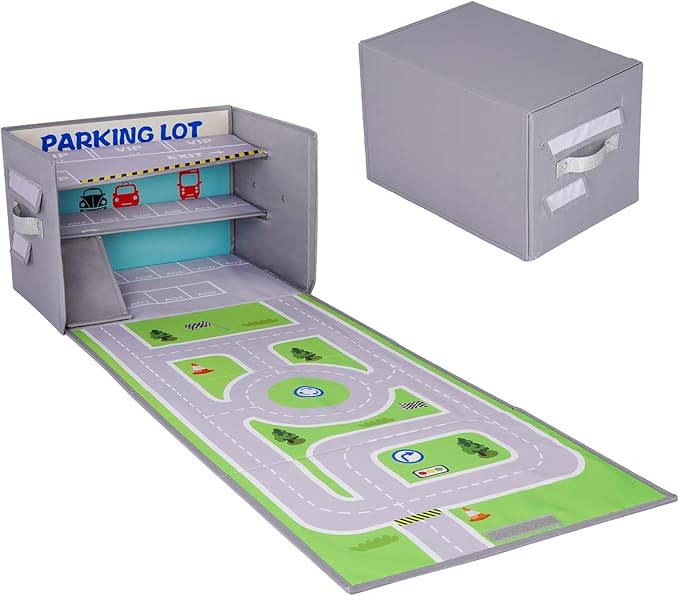 Livememory Toy Car Garage Box - Toy Car Storage Toy Car Box for with Car Rug Play Mat (Not Includ... | Amazon (US)