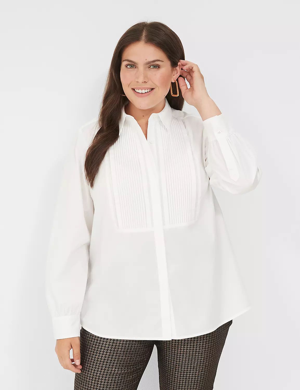 Pintuck Bib-Front Button-Down Shirt | LaneBryant | Lane Bryant (US)