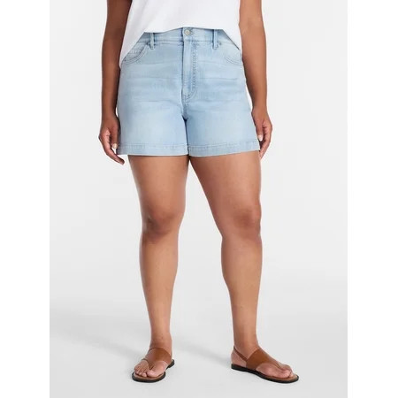 Terra & Sky Women s Plus High Rise A Line Denim Shorts 5 Inseam Sizes 16W-26W | Walmart (US)