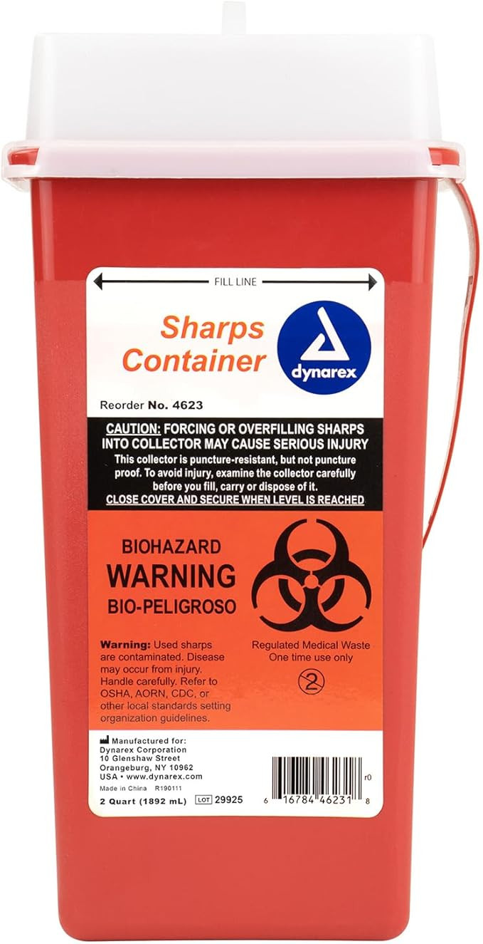 Dynarex Sharps Container, Provides a Safe Disposal of Medical Waste and Needles, Non-Sterile & La... | Amazon (US)