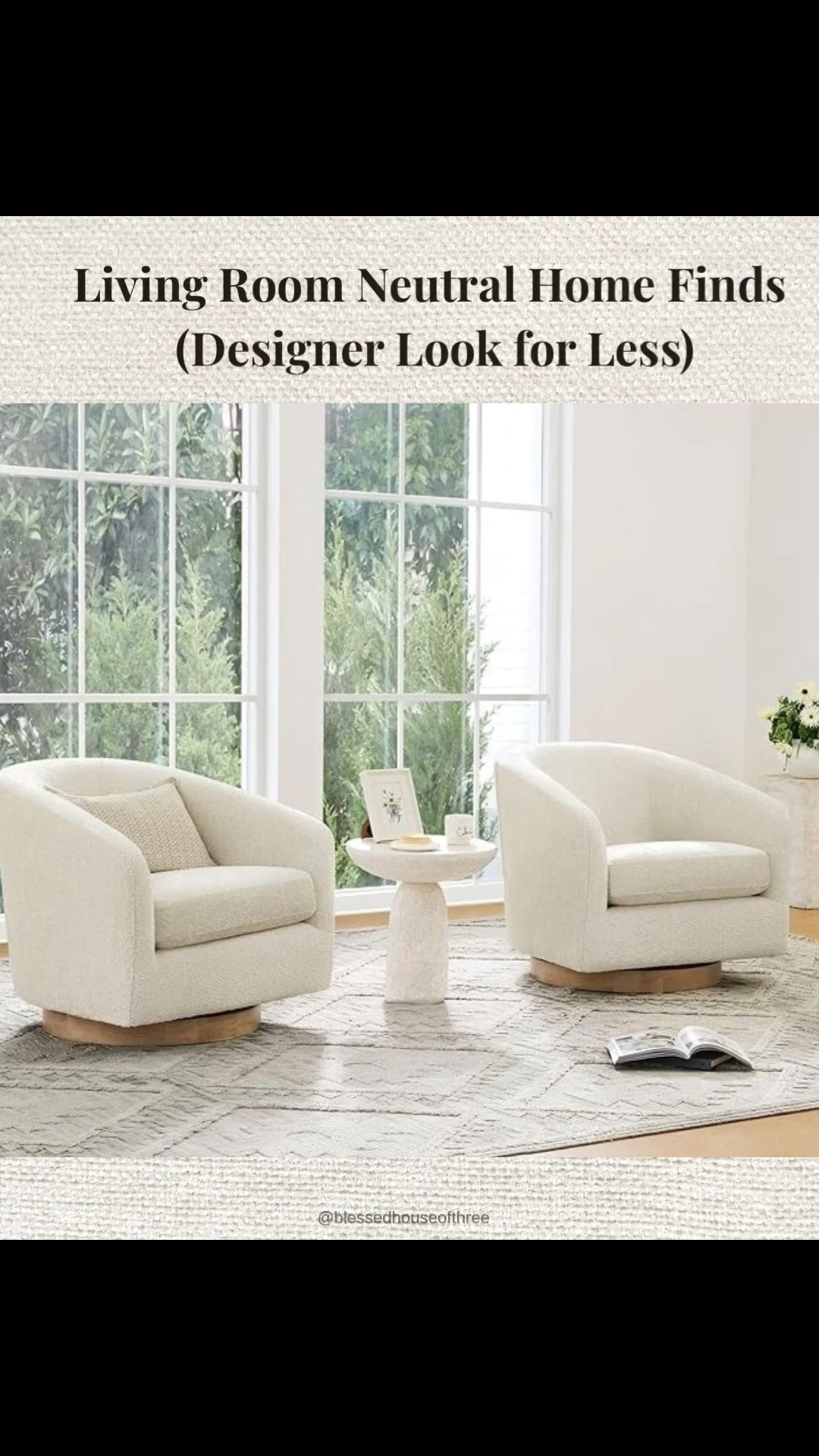 Neutral living room finds for a designer look for less 🤍 I love mixing cozy textures with clean lines to create a warm, elevated space without the high price tag. These are some of my favorite pieces to recreate this look in your own home. Affordable Amazon home decor. The swivel chair comes in several colors  Follow me on LTK for daily home decor, Amazon finds, and outfit inspiration.

#LTKSaleAlert #LTKHome