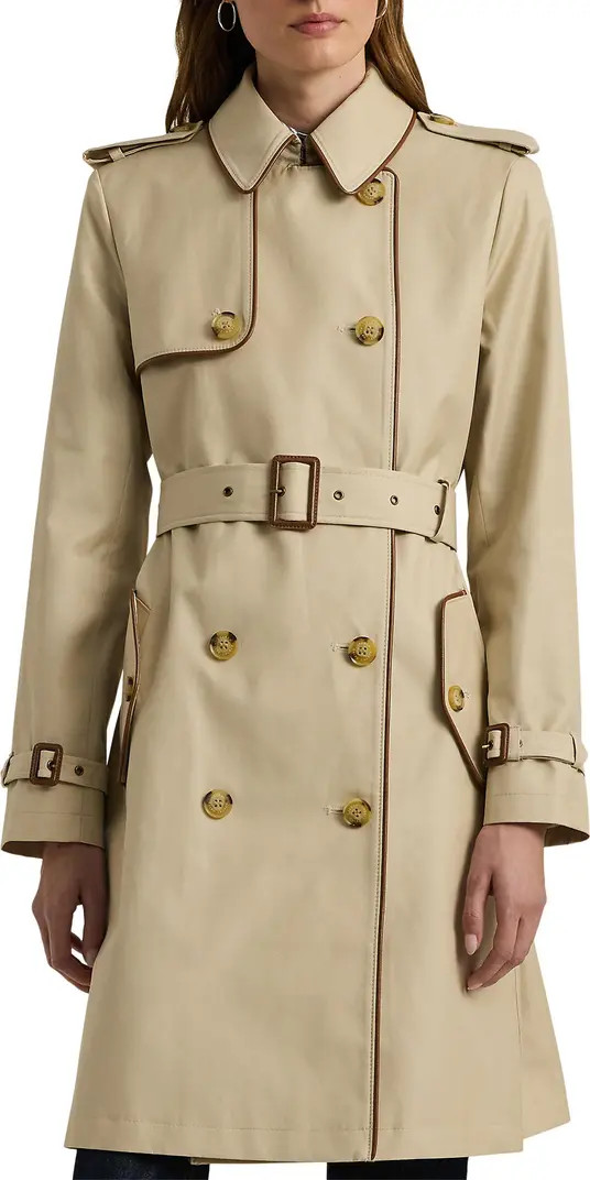 Lauren Ralph Lauren Belted Water Resistant Double Breasted Trench Coat | Nordstrom | Nordstrom