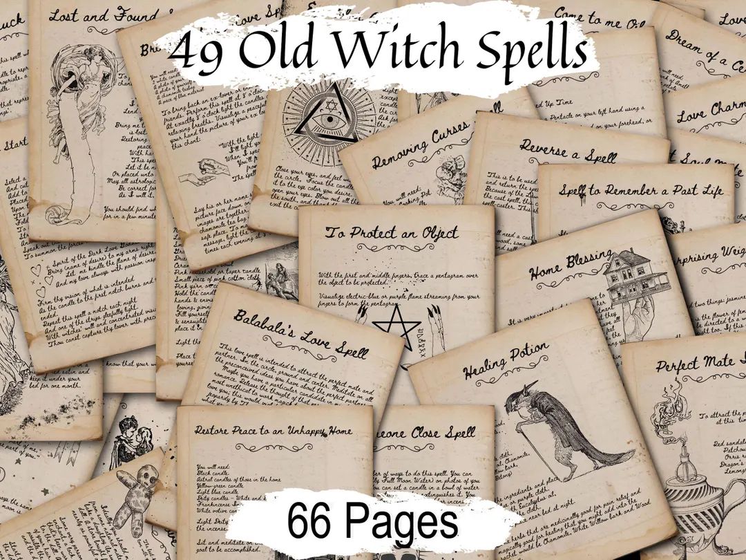 OLD WITCH SPELLS Bundle, 49 Printable Spells, 66 Pages of Old Witchcraft Handwritten Magick for Y... | Etsy (US)