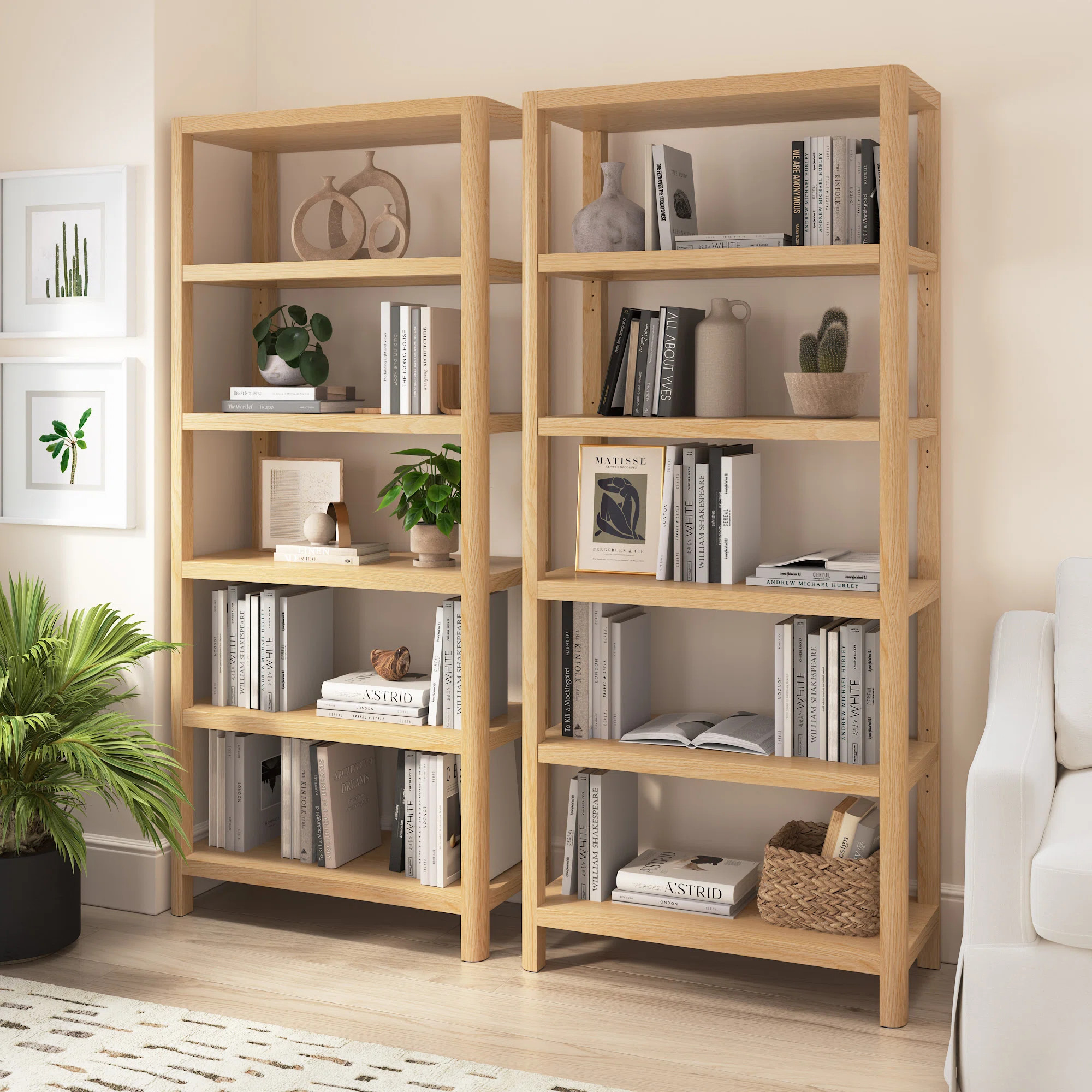 5 Shelf Bookcase – Set Of 2 For Living Room Or Home OfficeByBush Furniture | Wayfair North America