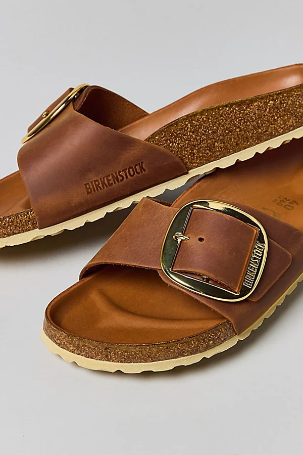 Birkenstock Women's Madrid Big Buckle Leather Sandal in Cognac, Women's at Urban Outfitters | Urban Outfitters (US and RoW)