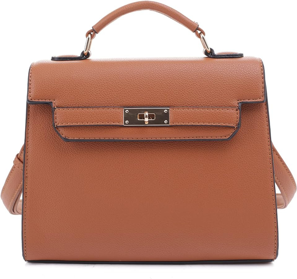 EVVE Women's Top Handle Satchel with Detachable Strap Small Pebbled Leather Fashion Crossbody Bag | Amazon (US)