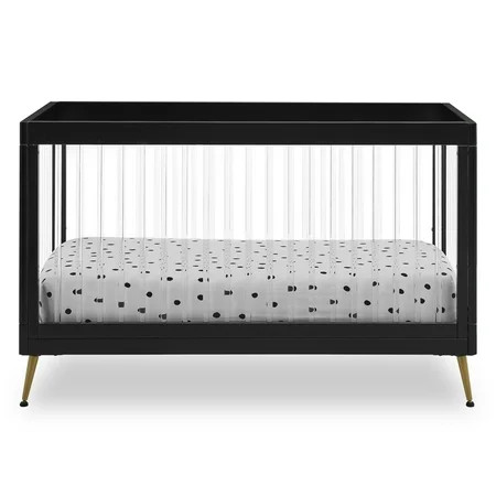 Delta Children Sloane 4-in-1 Acrylic Convertible Crib - Includes Conversion Rails Black with Melted  | Walmart (US)