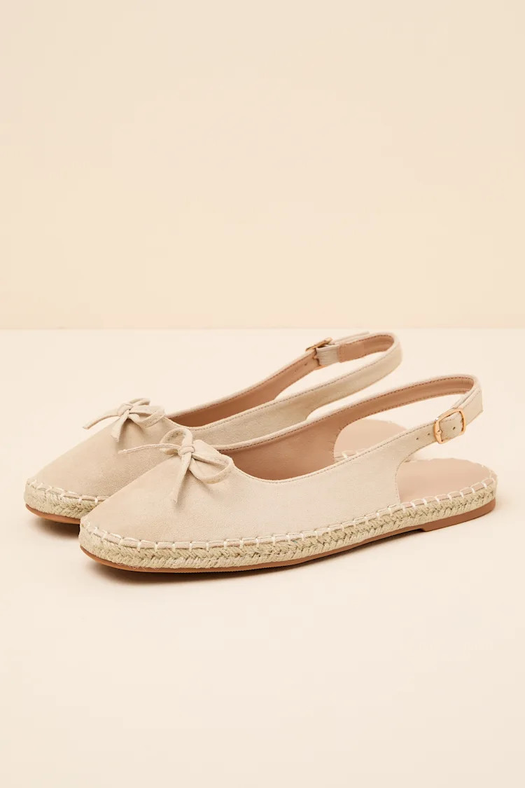 Risa Beige Suede Slingback Flatform Espadrilles | Lulus