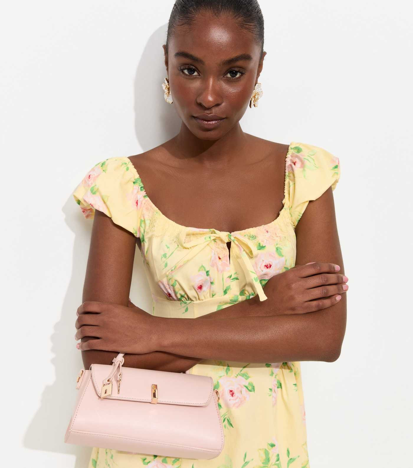 Yellow Painted Rose Print Milkmaid Midi Dress | New Look | New Look (UK)