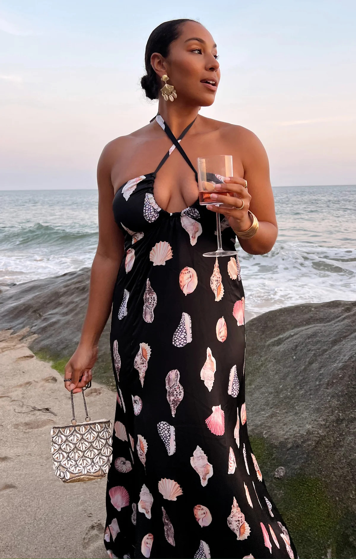 Milos Maxi Dress ~ Black Shell Luxe Satin | Show Me Your Mumu