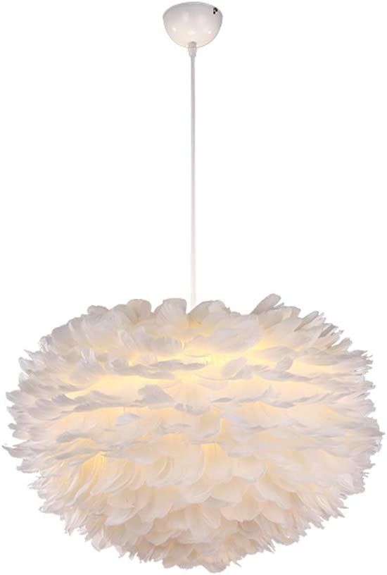 Surpars House White Feather Chandelier Beautiful Pendant Light for Bedroom,Living Room,Girls Room | Amazon (US)