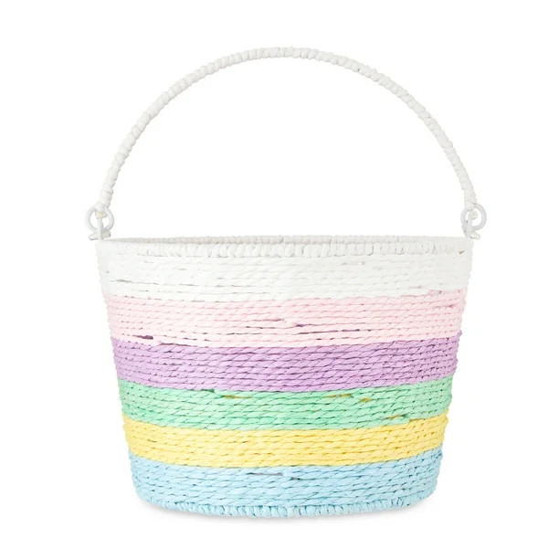 Way to Celebrate Multi-Color Rolled Paper Easter Basket with Handle, 9.25" D | Walmart (US)