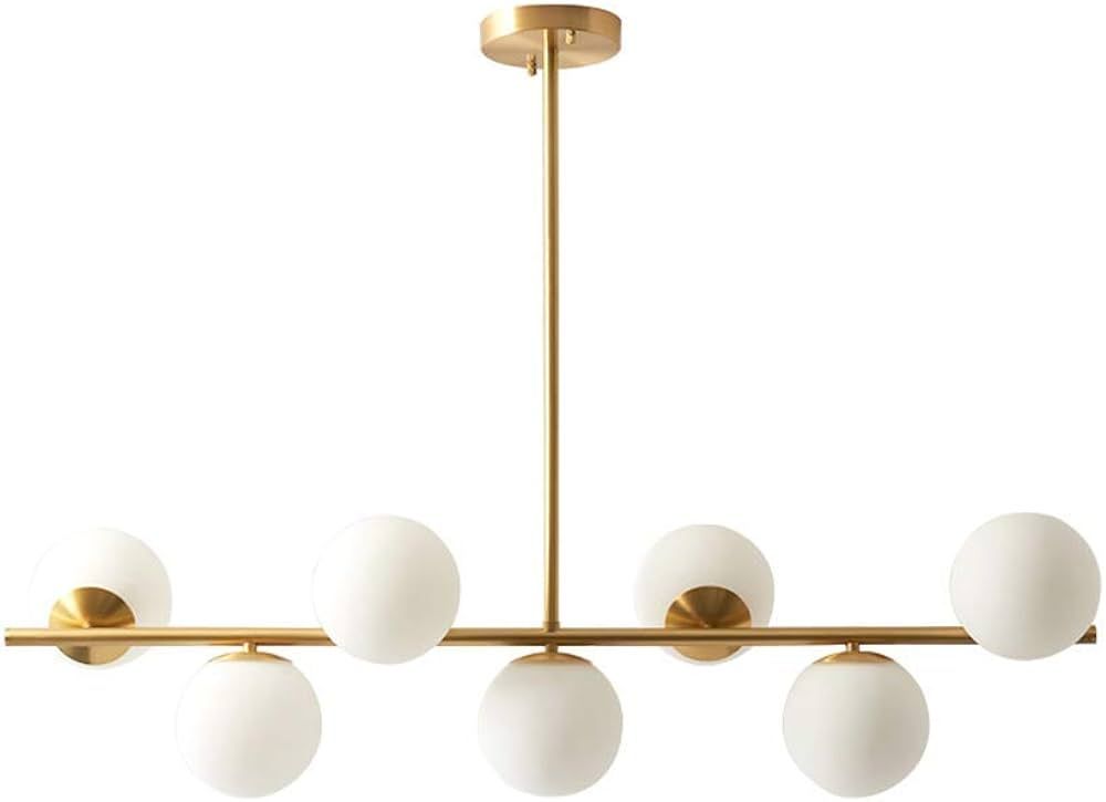 KCO Lighting Modern Gold Chandelier with White Globe Sputnik Chandelier Pendant Light Frosted Globe  | Amazon (US)