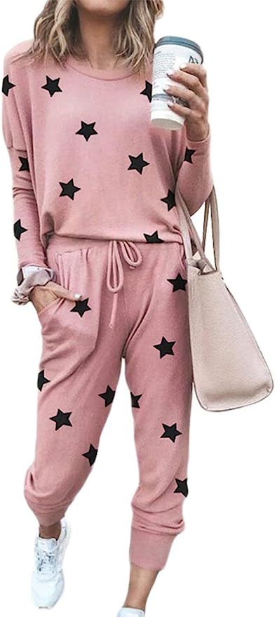 Pink Queen Women's 2 Piece Loungewear Set Outfits Long Sleeve Pullover Casual Lounging Wear Sweat... | Amazon (US)