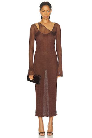 PRISCAVera Double Layer Maxi Dress in Bronze | FWRD | FWRD 