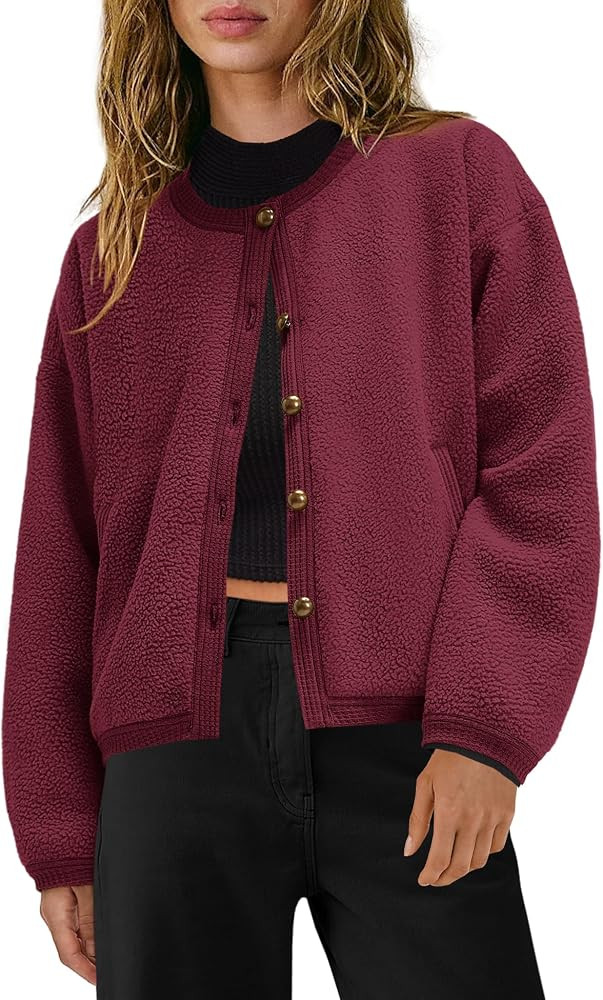 Yanekop Womens Sherpa Jacket Button Down Fleece Winter Coat Fuzzy Jackets Chunky Cardigan Sweater... | Amazon (US)