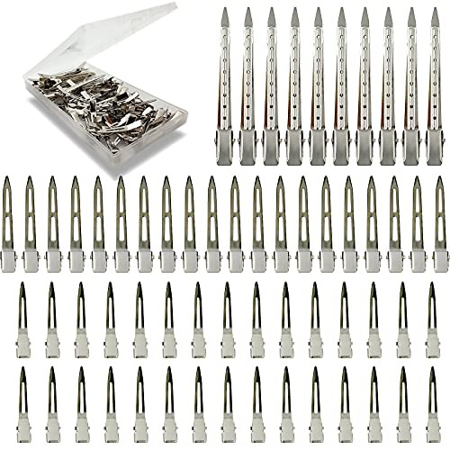60Pcs Metal Styling Duck Billed Hair Clips, Silver Alligator Roller Clips for Women's Long Hair Styling Sectioning and Pin Curls, Bow DIY, with Case | Amazon (US)