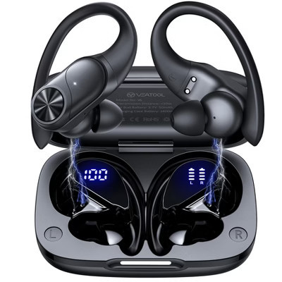 VEATOOL V6 Bluetooth Headphones Wireless Earbuds 88Hrs Playback Sport Ear Buds with Earhook Digital Display Charging Case | Target