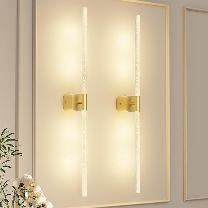 Gold Battery Operated Wall Sconce Set of 2, Rechargeable Wireless Wall Lights with Remote and Tou... | Amazon (US)