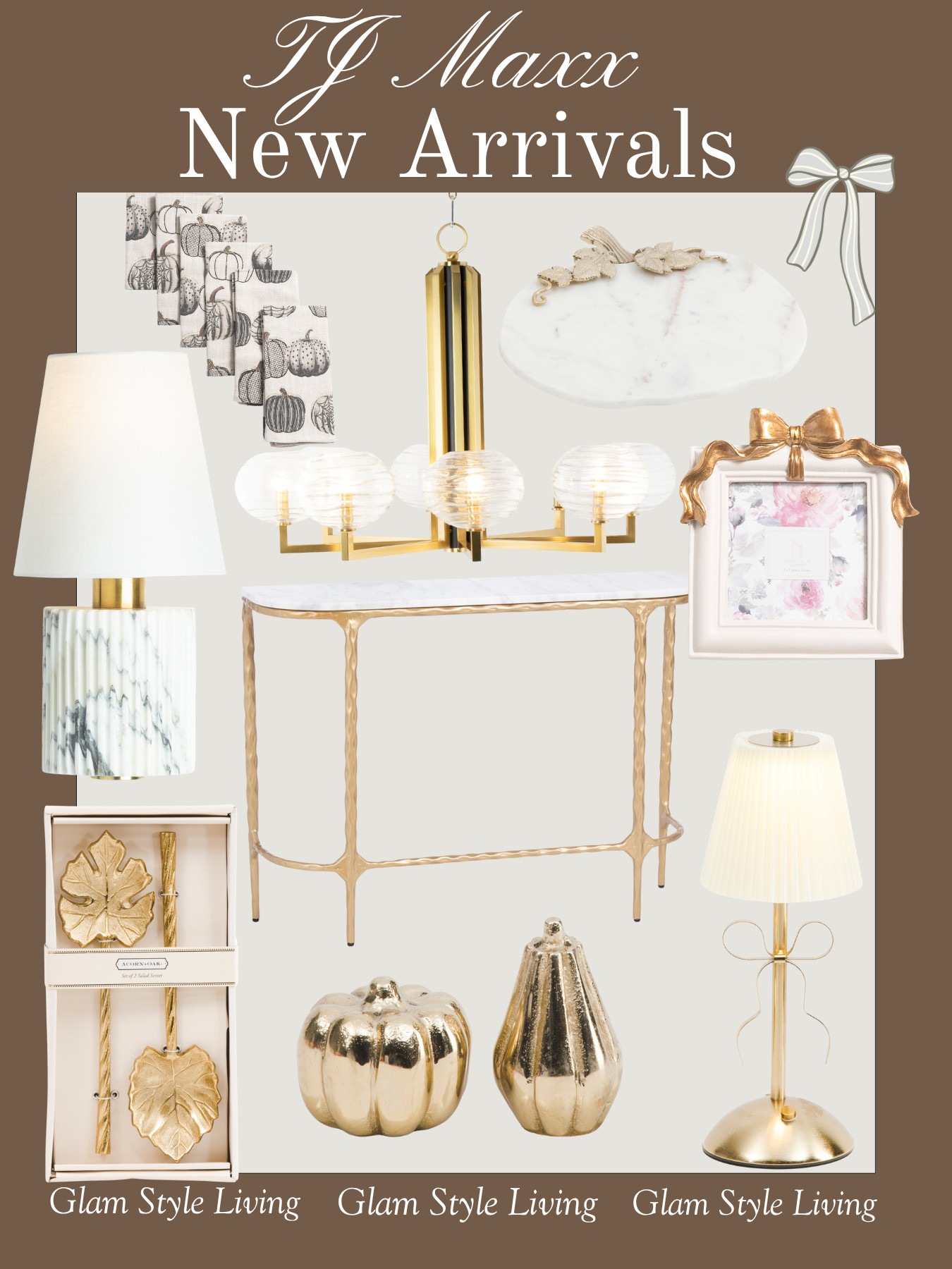 TJ Maxx new arrivals! bow decor, gold decor, fall home, fall decor , look for less 

 #LTKSeasonal #LTKHome #LTKStyleTip