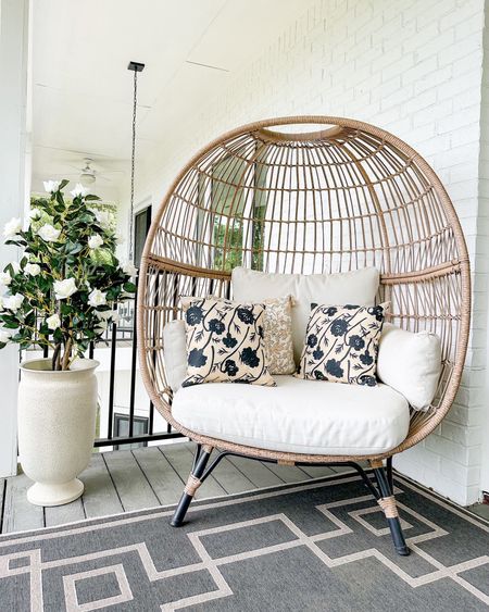 I love this outdoor egg chair from Target!

egg chair, outdoor neutral floral pillows, large planter

#LTKstyletip #LTKfindsunder100 #LTKSeasonal