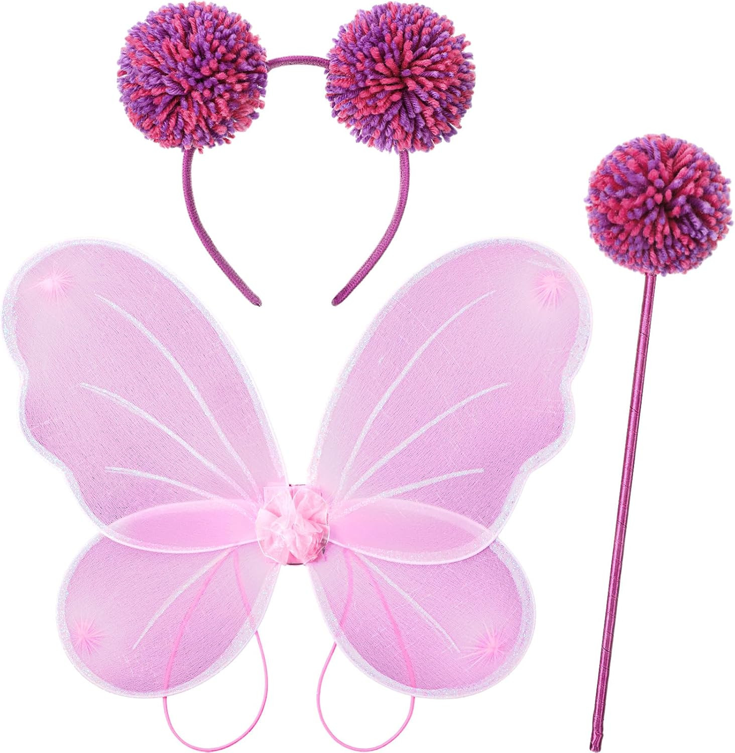 Haysandy 3 Pcs Halloween Pink Purple Fairy Costume Accessories Kids | Amazon (US)