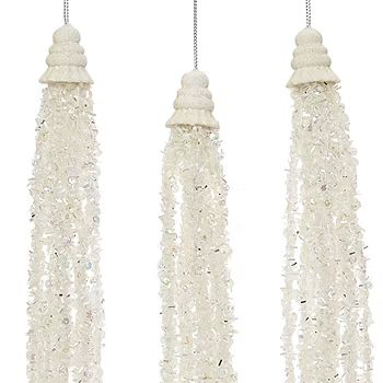 North Pole Trading Co. Chateau White Beaded Tassel 3-pc. Christmas Ornament Set | JCPenney