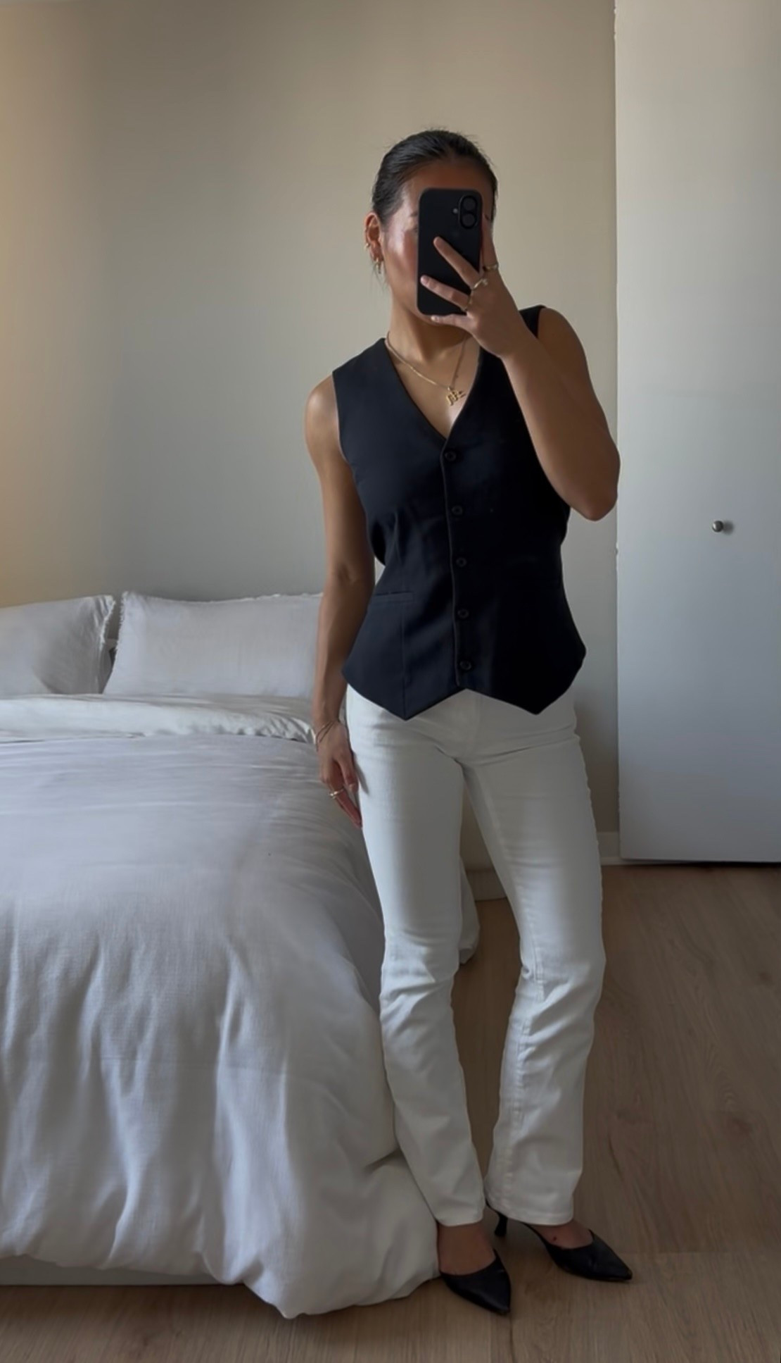 Office outfit! Vest is Abercrombie, couldn’t find the exact but linked similar! 