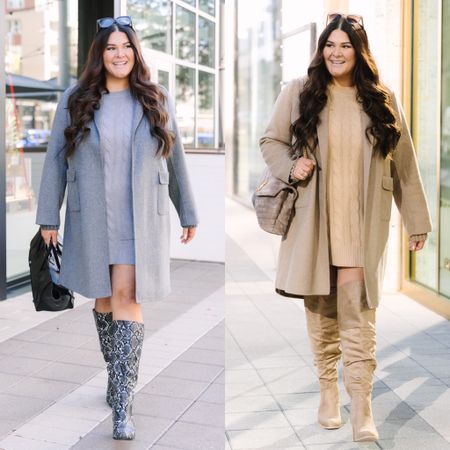 Comment C255 for links! Tan or grey - which is your favorite? Finally able to wear my new coats thanks to this crazy cold weather we’ve been having. Size down, runs large - I’m wearing the XL. Also linked some similar options from the same collection since some sizes are sold out already. 

#wintercoat #wintercoats #winterfashion #woolcoat #trenchcoat  #winterstyle #winterstyles #plussizefashion #plussizemodel #plussizeblogger #plussizestyle #plussizestylewatch #curvyfashion #curvystyle #curvyblogger #overthekneeboots #snakeskinboots #kneehighboots #amazonfashion #amazonfashionfinds #everydayoutfit #everydaystyle #elevatedbasics #sweaterdress #sweaterdresses 

#LTKshoecrush #LTKstyletip #LTKcurves