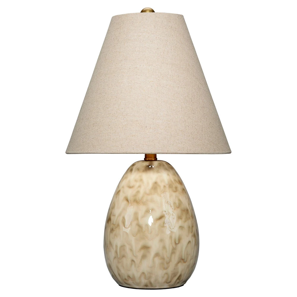 Edie Coastal Linen Shade Beige Ceramic Table Lamp | Kathy Kuo Home